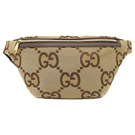 Borsa a tracolla Gucci Jumbo GG Canvas Web Beige