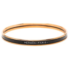 Black Hermès Extra Narrow Enamel Uni Bangle 62 Costume Bracelet