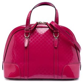 Pequena bolsa satchel Gucci Small Microguccissima em verniz rosa