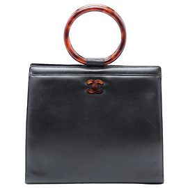 Chanel CC Handtasche aus schwarzem Kalbsleder Schildpatt
