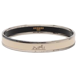 Bracelet jonc en émail blanc Hermès Narrow Enamel Caleche 70 Costume