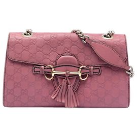 Borsa a tracolla Gucci Medium Guccissima Emily rosa