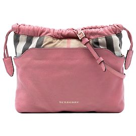 Pink Burberry House Check Canvas and Calfskin Little Crush Crossbody