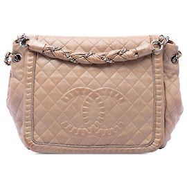 Borsa a tracolla Chanel Large Quilted Calfskin Istanbul Accordion Flap Beige