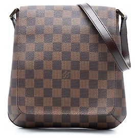 Bolsa Transversal Louis Vuitton Damier Ebene Musette Salsa PM Marrom
