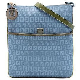 Borsa a tracolla Blue Fendi Zucchino Coated Canvas Forever