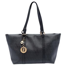 Tote Superstar in tela rivestita Fendi Zucchino grigio