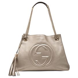 Tote Soho Chain em couro de vitelo metalizado dourado Gucci Medium