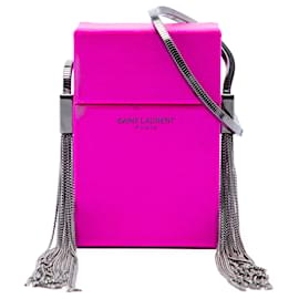 Mini borsa a tracolla smoking in seta rosa Saint Laurent
