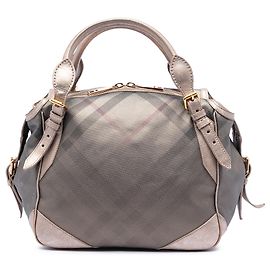 Burberry Oakford Handtasche aus beschichteter Leinwand mit Smoke Check Muster in Grau