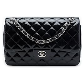 Bolso de hombro Chanel Jumbo Classic Patent Double Flap negro