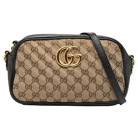 Borsa a tracolla Gucci Small GG Marmont Matelasse in tela GG e pelle beige