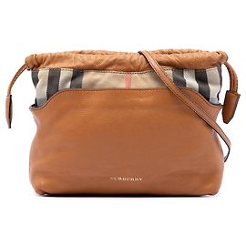 Burberry Little Crush Umhängetasche aus braunem House Check Canvas und Kalbsleder