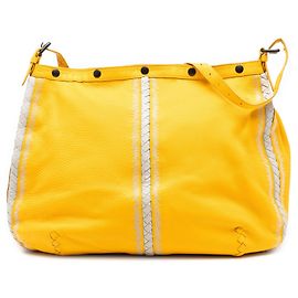 Borsa a tracolla in nappa gialla con rifiniture Intrecciato Bottega Veneta