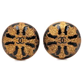 Orecchini a clip in smalto placcato oro Gold Chanel CC
