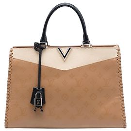 Borsa satchel Louis Vuitton Monogram Very Leather Very Zipped beige