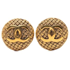 Chanel CC runde Clip-Ohrringe mit Goldbeschichtung und Flechtoptik