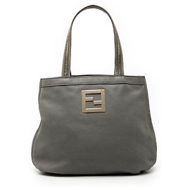 Tote Fendi in nubuck FF Chains grigio