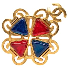 Spilla Chanel CC placcata oro multicolore Gripoix