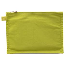 Pochette con cremallera Hermès Toile Bora Bora Green GM