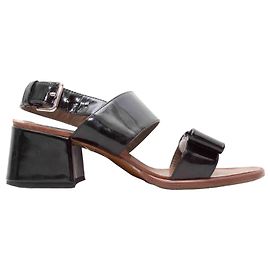 Sandali slingback con tacco in vernice nero Marni Taglia 36.5