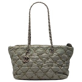 Gray Chanel Paris Byzance Nylon Tweed On Stitch Tote