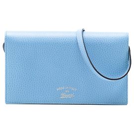 Borsa a tracolla Blue Gucci Dollar Calfskin Swing Wallet On Strap Crossbody Bag