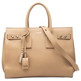 Brauner Saint Laurent Sac De Jour Satchel aus feinkörnigem Kalbsleder
