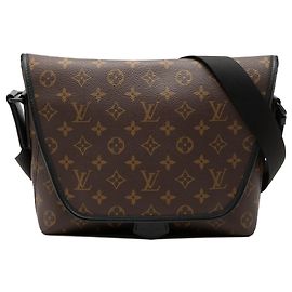 Sac bandoulière Messenger Louis Vuitton Monogram Macassar marron à fermeture magnétique