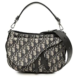 Borsa Saddle in tela Oblique Dior blu mini