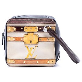 Bolsa satchel Louis Vuitton Transformed Canvas Time Trunk Square marrom