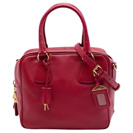 Borsa Bauletto quadrata in Saffiano Small rossa Prada