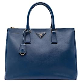 Tote Prada Large Saffiano Lux Galleria Double Zip Blu