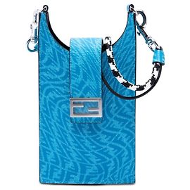 Fendi Sarah Coleman Crossbody Handyhülle aus beschichtetem Canvas FF Vertigo Blau