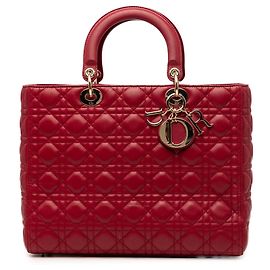 Borsa Lady Dior in agnello cannage rosso grande