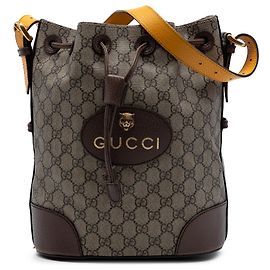 Borsa a secchiello con coulisse Gucci GG Supreme Neo Vintage Beige Satchel