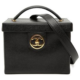 Beauty case Chanel CC Caviar nero con tracolla