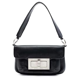 Bolso de hombro Mademoiselle en piel de becerro negro con costuras cuadradas Chanel
