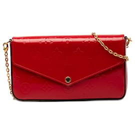Borsa a tracolla Pochette Felicie Monogram Vernis rossa Louis Vuitton