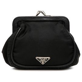 Portafoglio con chiusura a scatto Kiss Lock Frame in Tessuto nero Prada