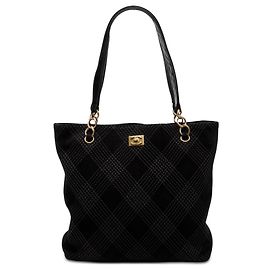 Tote in scamosciato nero con cuciture Chanel CC
