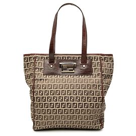 Brown Fendi Zucchino Canvas Tote