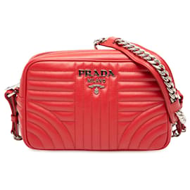 Borsa a tracolla Prada Diagramme in pelle di vitello morbida rossa