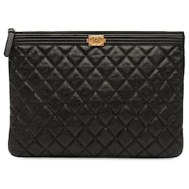 Clutch Boy O Case in Caviar Trapuntato Chanel Nero Taglia Medium