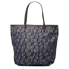 Tote in denim Fendi Zucchino blu