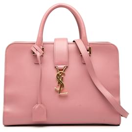 Piccola borsa cabas in pelle con monogramma rosa Saint Laurent