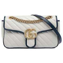 Bolso de hombro Gucci Medium GG Marmont Matelasse en piel de becerro diagonal Torchon blanco