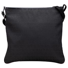 Sac bandoulière Fendi Zucchino en toile noir