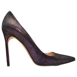 Décolleté a punta metallizzate Manolo Blahnik viola scuro Taglia 40.5