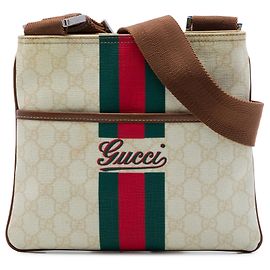 Borsa a tracolla Gucci GG Supreme Web bianca